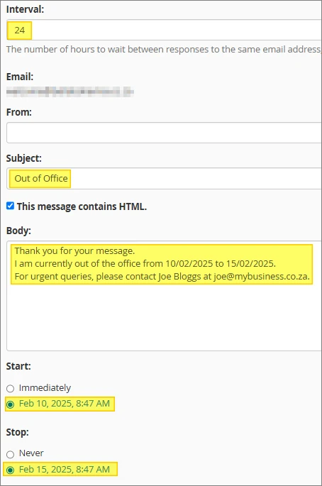 Auto Responder Step 4
