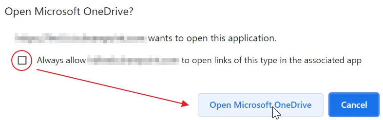 Open OneDrive Pop Up
